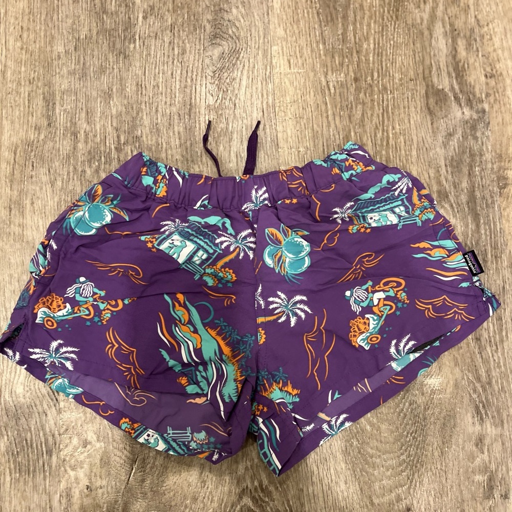 Purple Patagonia Tropical Print Shorts